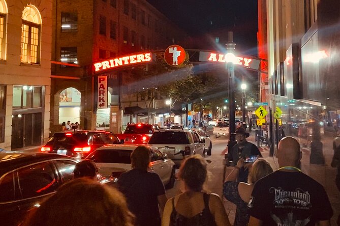 Haunted Nashville Boos and Booze Ghost Walking Tour - Printer’s Alley after dark