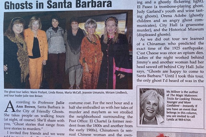 Santa Barbara Ghost Tour - 1 hour -"Invisible Becomes Visible!" - What the one-hour schedule means for your evening