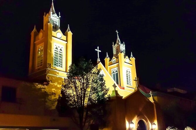 The Original 8pm Ghost Tour of Old Town Albuquerque - since 2001 - San Felipe de Neri Church after dark