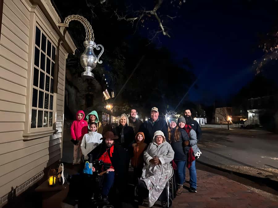 Williamsburg: Dead of Night Tour with Paranormal Equipment - Starting beneath the Capitol lamp post
